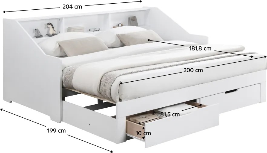 Patul extensibil, alb, MONETA