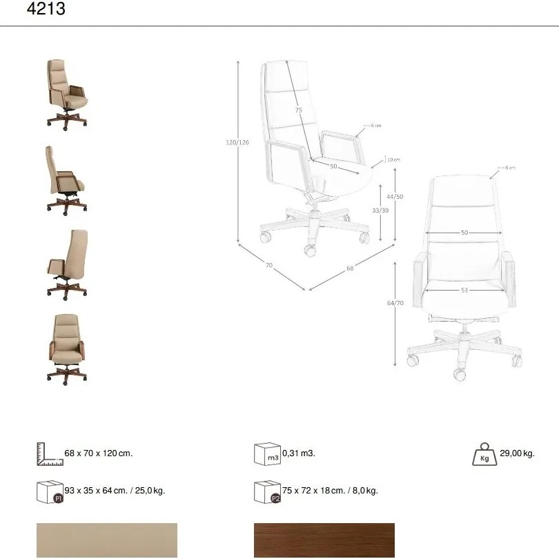 Scaun de birou modern piele sintetica si lemn Mink