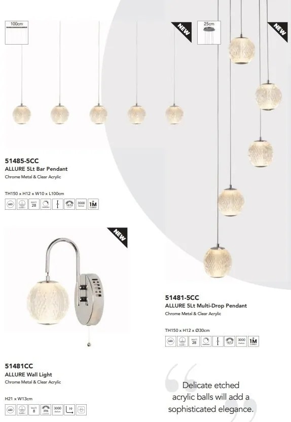 Lustra moderna cu 5 pendule LED Allure