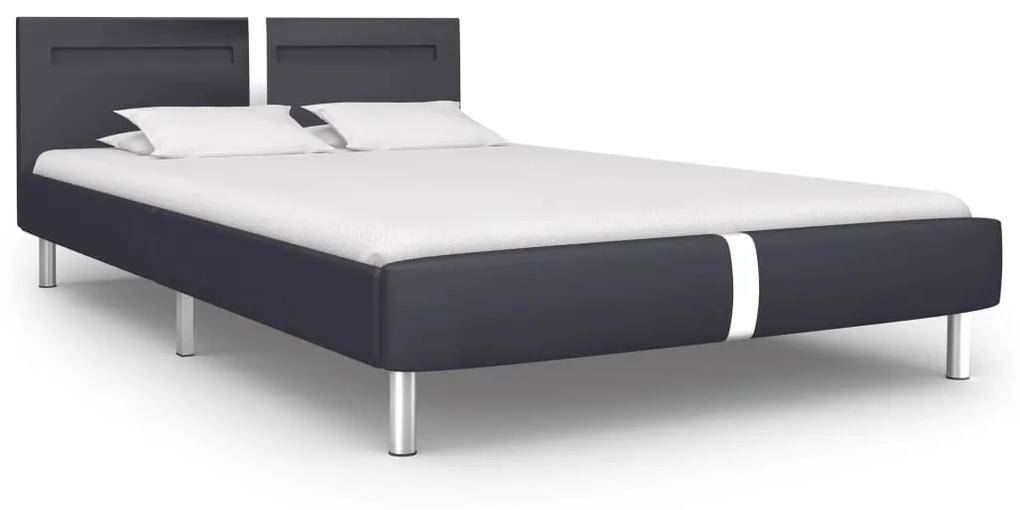 280847 vidaXL Cadru de pat cu LED-uri, negru, 120 x 200 cm, piele ecologică