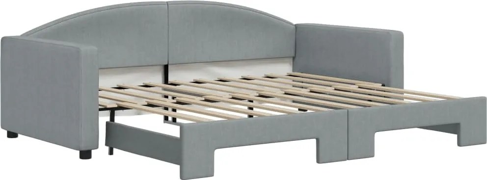 vidaXL Pat de zi cu extensie, gri deschis, 90x190 cm, textil