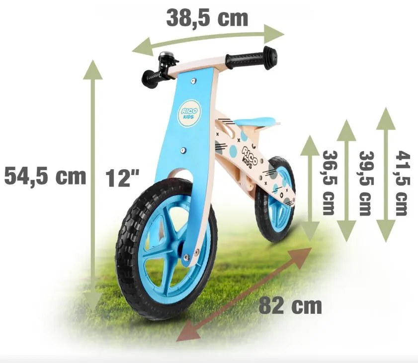 Bicicletă copii fără pedale din lemn Ricokids Harry