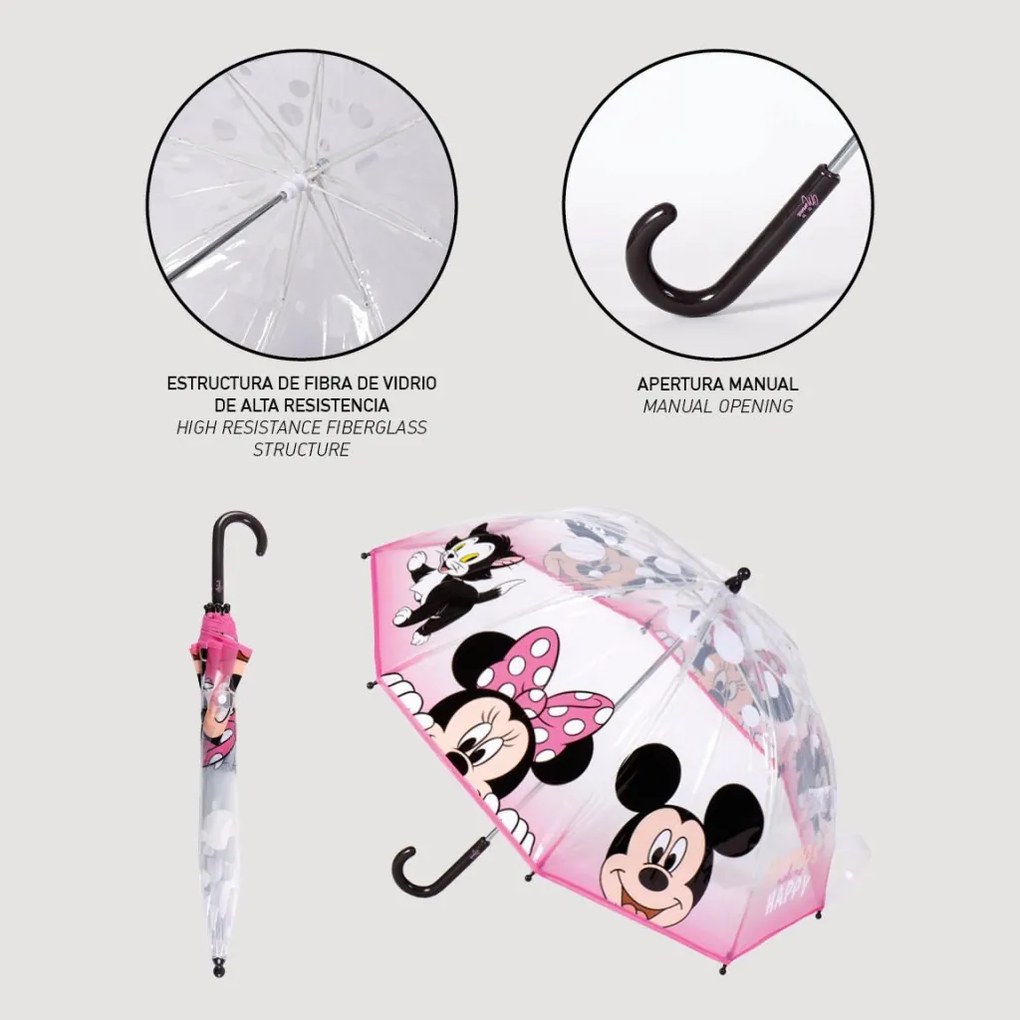 Disney Minnie Make Me Happy umbrelă transparentă pentru copii Ø71 cm