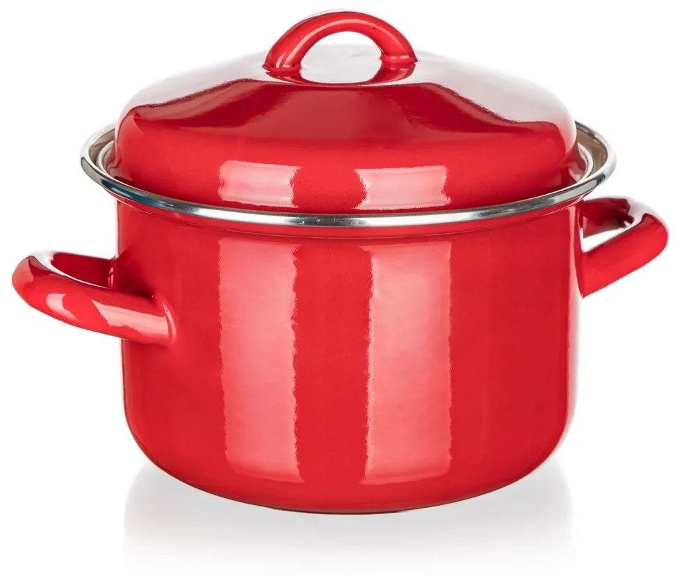 Oală emailată cu capac Banquet Milton roșu , 16cm, 2 l, 16 cm