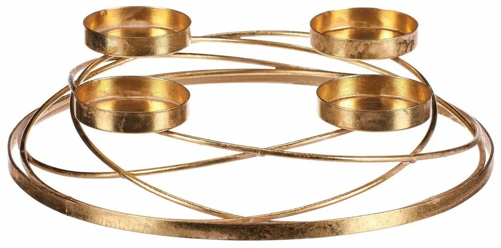 Sfeșnic de Advent Kruhy, auriu, metal, diametru 35 cm