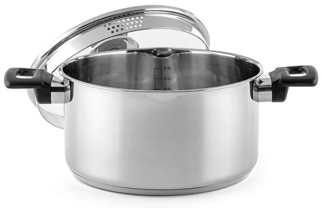 Cratiță Luigi Ferrero Sophia FR-3404, 22x12 cm, 4.2 l, Oțel 18/10, Capac din sticlă, Inducție, Inox