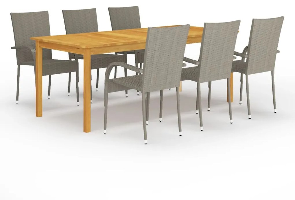 Set mobilier pentru gradina, 7 piese, gri Gri, 7