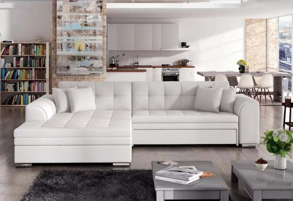 Supermobel Colțar extensibil SORENTO, 294x80x196, jasmine100/soft017white, stânga