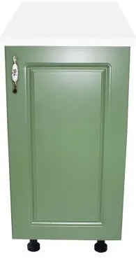 Corp inferior cu 1 Usa Zebra, Alb/MDF Verde, si blat Alb 40 x 85 x 60