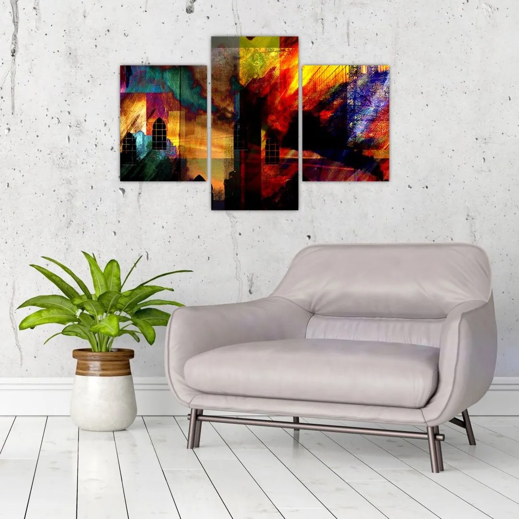 Tablou - Oraș colorat, abstracție (90x60 cm)