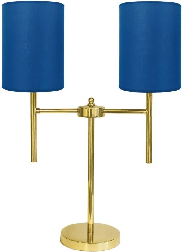 Lampa de masa din alama cu abajur albastru Sofis