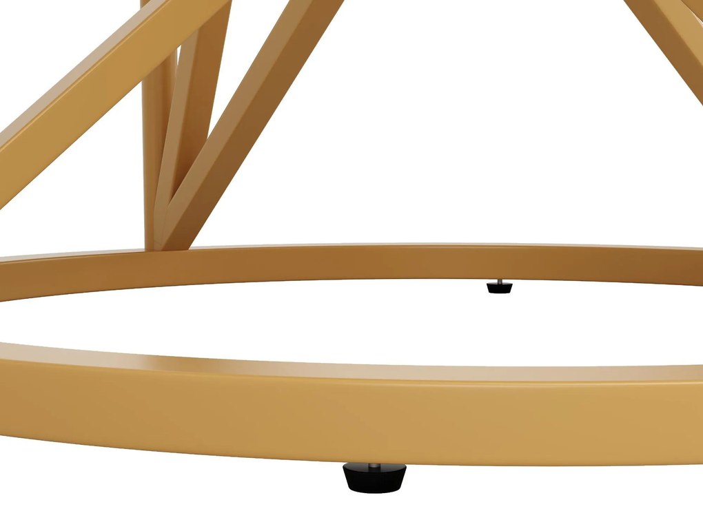 Masă rotundă de dining din MDF, Alb+Auriu | Aosom Romania