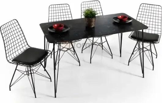 Resigilat:Masa bucatarie aspect marmura, Bety Homs 70 x 110 cm, negru