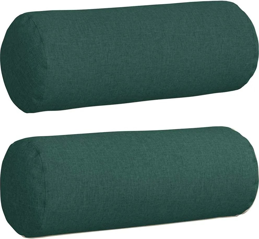 vidaXL Perne Bolster 2 pcs Verde închis Ø 25 x 70 cm țesătură