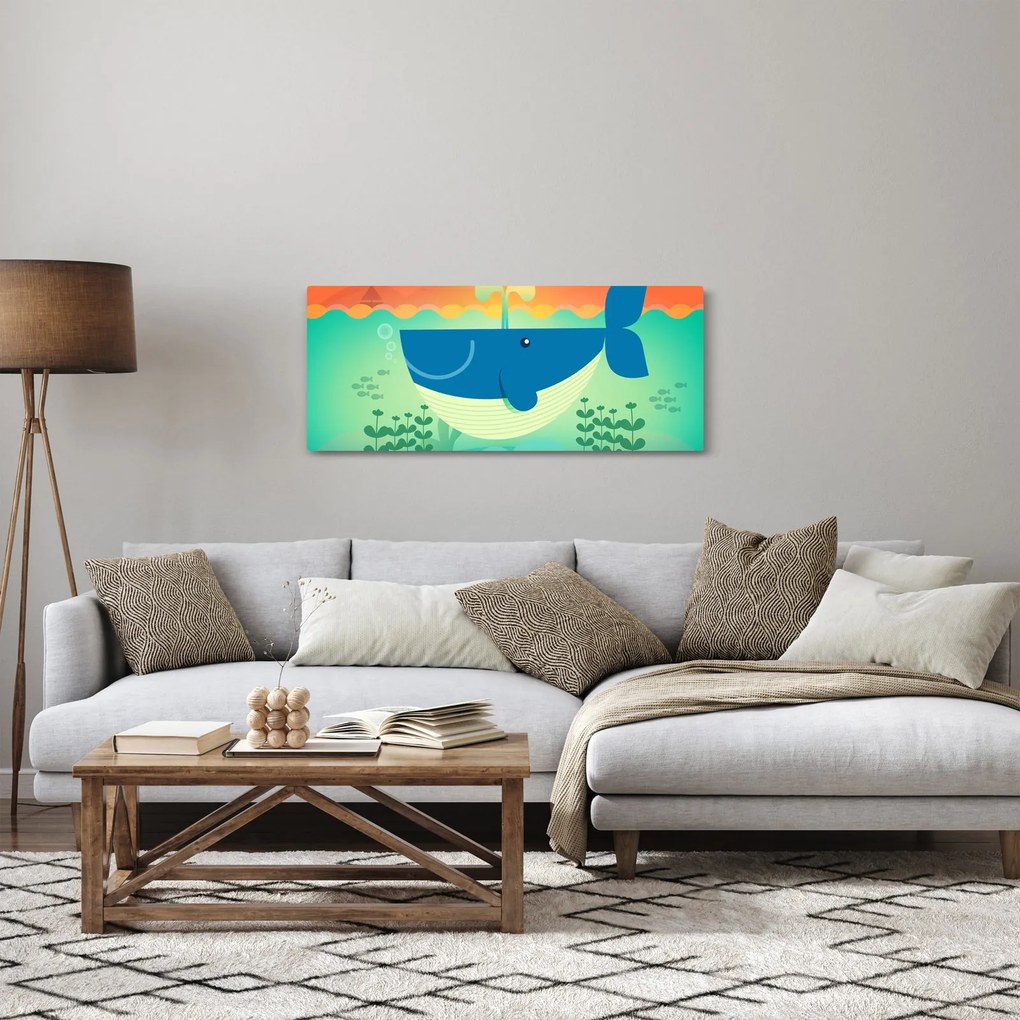Tablou - Balenă veselă în mare (120x50 cm)