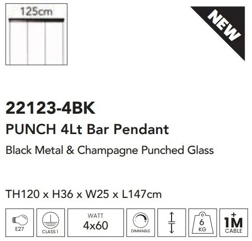 Lustra cu 4 pendule design modern minimalist Punch 4Lt