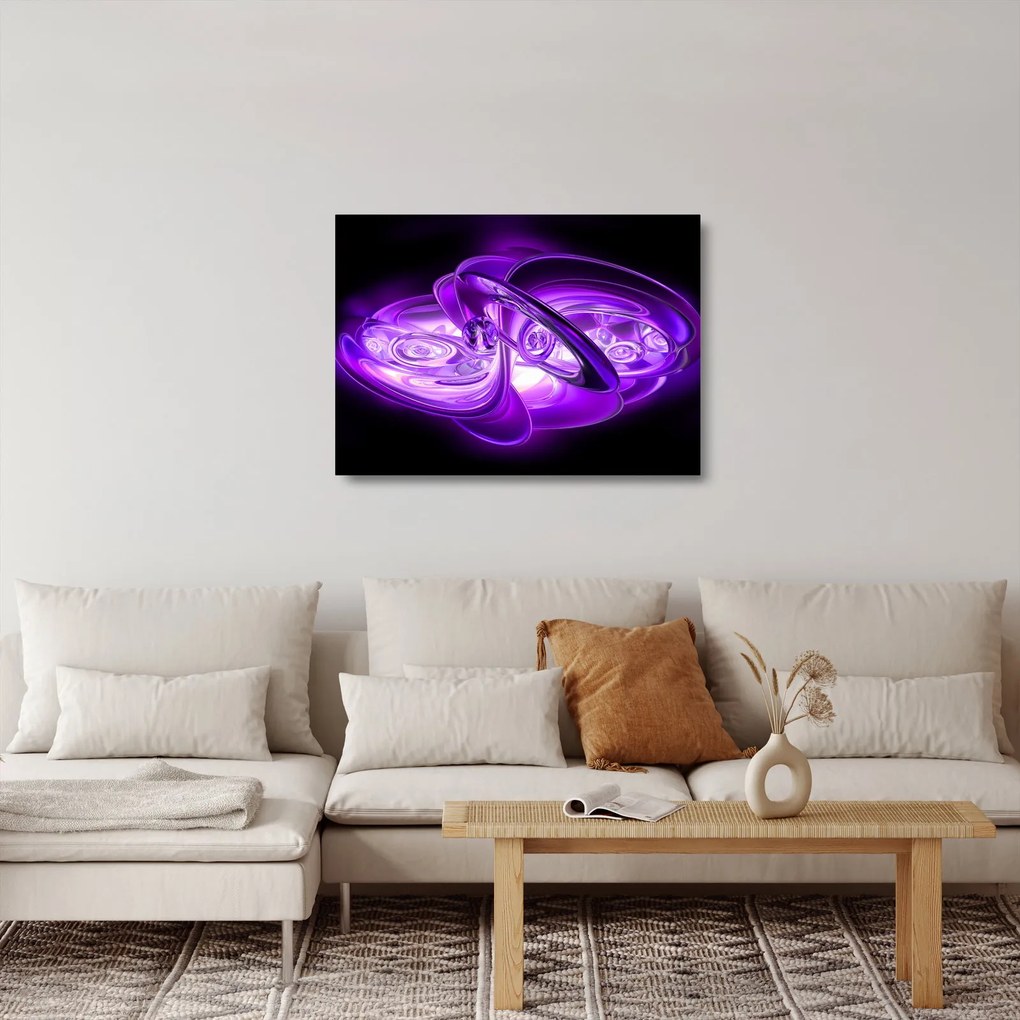 Tablou pe sticlă fractalilor în violet (70x50 cm)