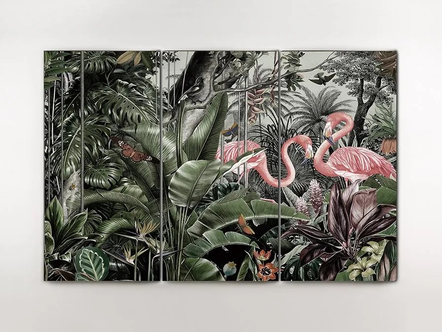 Tablou de perete decorativ Triptico Flamencos, 180x120cm