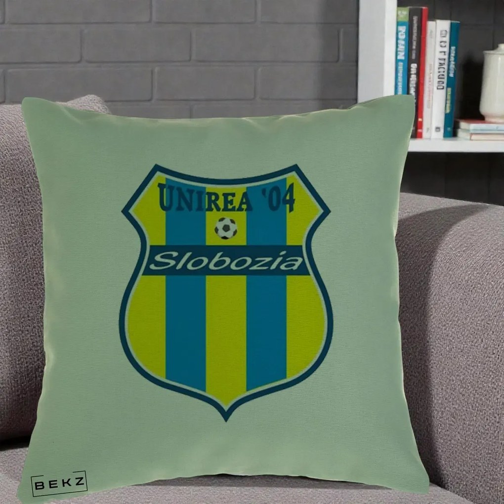 Perna Personalizata Unirea '04 Slobozia Fotbal, 40x40 cm, Verde, Husa Detasabila, Perna Inclusa, BEKZ®