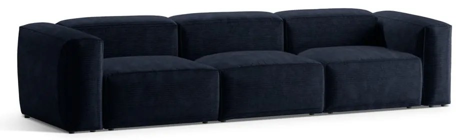 Canapea albastru-închis cu tapițerie din catifea reiată 364 cm Bergamo – Cosmopolitan Design