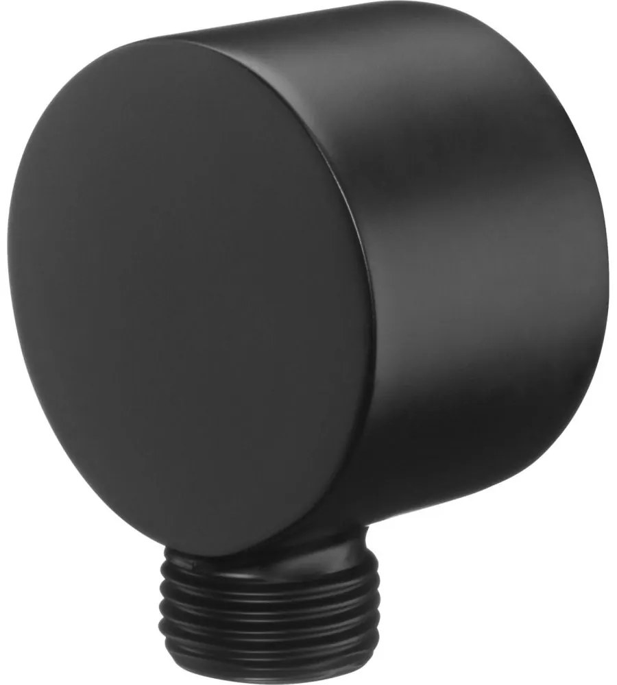 Racord unghiular rotund pentru furtun de dus negru Deante, Cascada Negru
