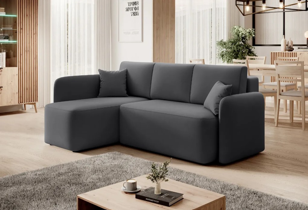 OFERTA Set canapea de colț gri închis HADSON colț dreapta calitate II