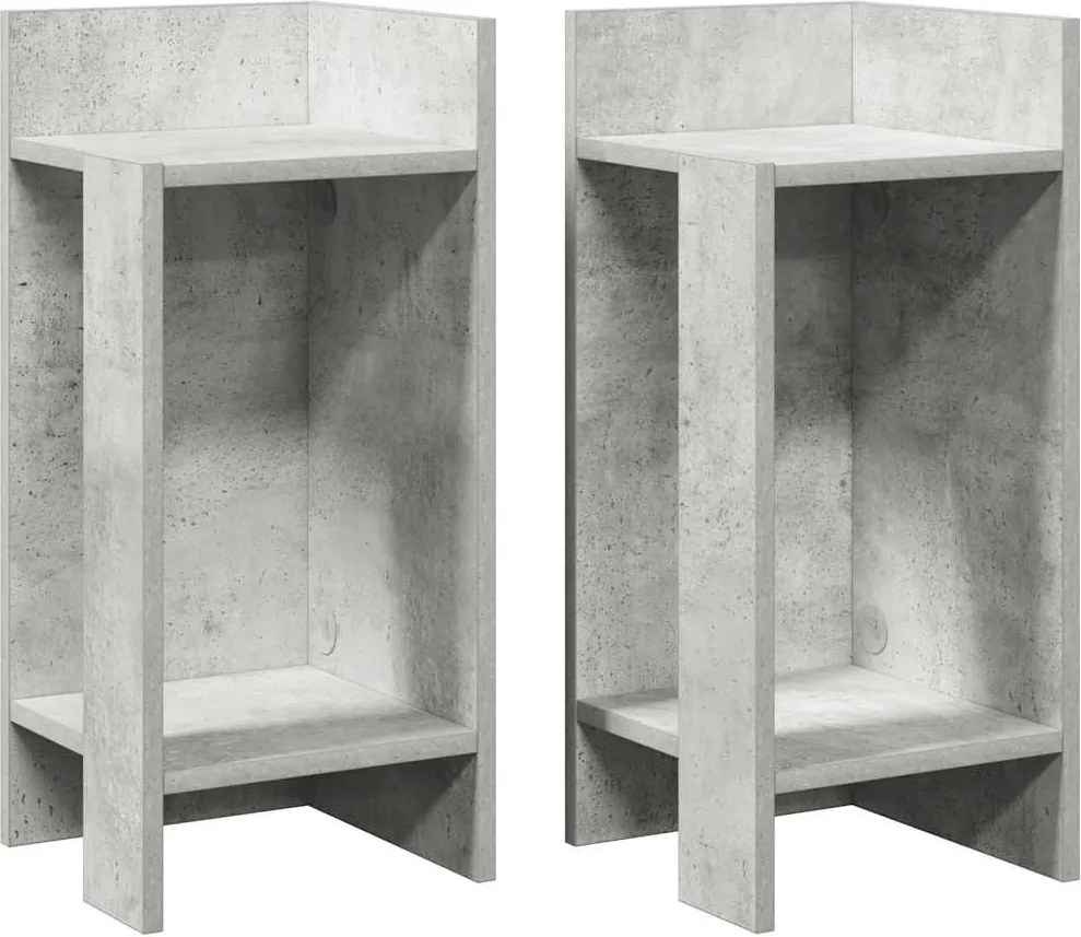 vidaXL Mese laterale 2 buc cu raft beton gri 25,5x27x60 cm