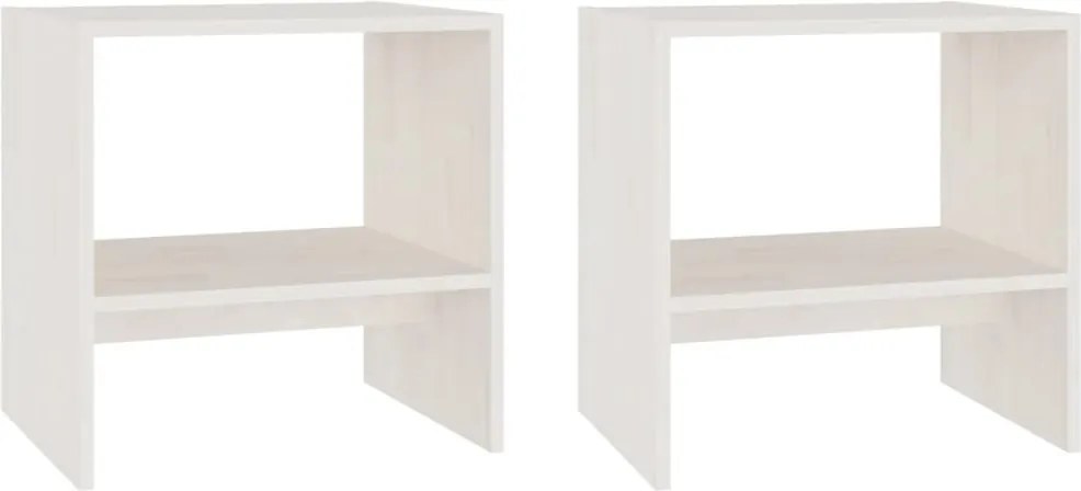 vidaXL Noptiere, alb, 2 buc., 40x30,5x40 cm, lemn masiv de pin