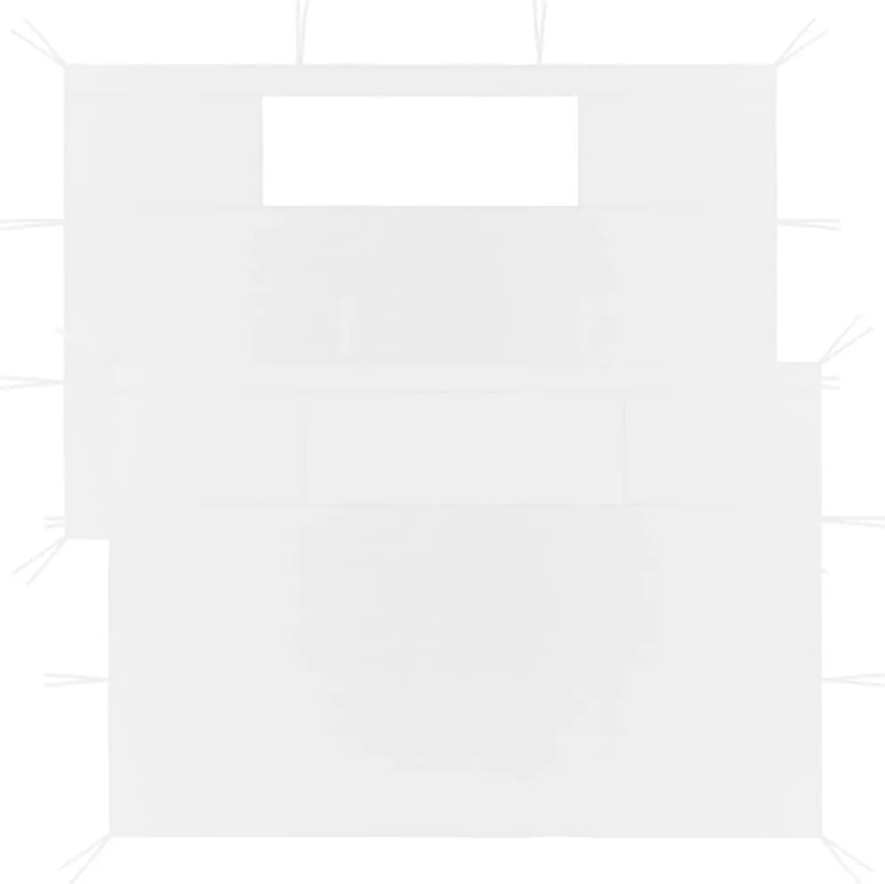 vidaXL Pereți laterali pentru foișor cu ferestre, 2 buc., alb