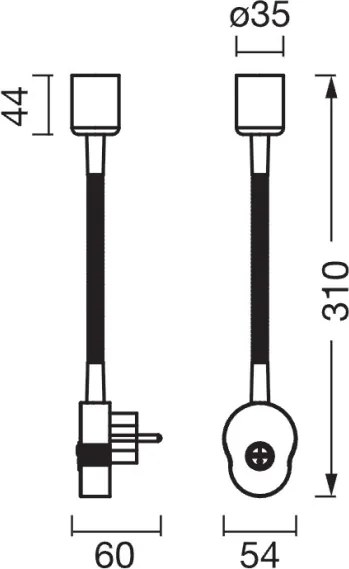 Osram - Aplică de perete flexibilă PLUG TUBE FLEX 1xGU10/5W/230V crom mat/albă