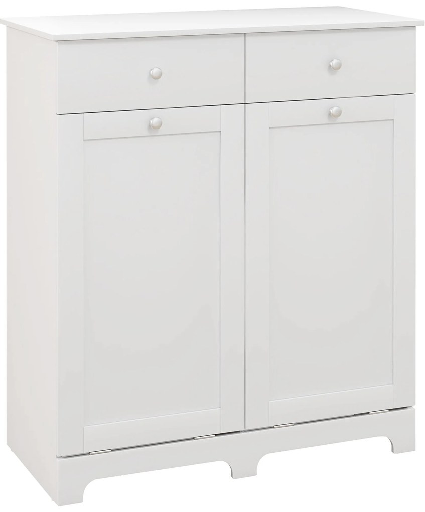 HOMCOM Dulap de baie, mobilier de stocare, cu coșuri pentru rufe pliabile 2 sertare, 78L x 40l x 90,5H cm, alb | Aosom Romania