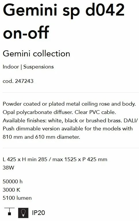 Lustra LED suspendata design circular GEMINI SP D042 OTTONE