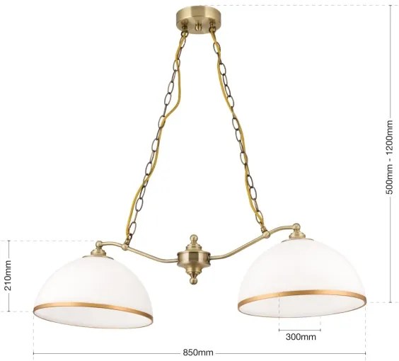 Lustră pe lanț Orion HL 6-1810/2 OLD LAMP 2xE27/40W/230V alb/bronz