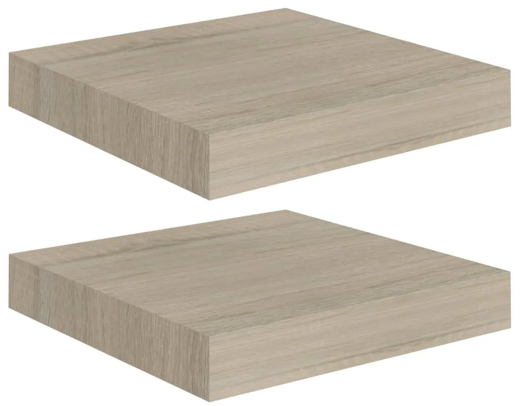 323866 vidaXL Rafturi perete suspendate, 2 buc., stejar, 23x23,5x3,8 cm, MDF