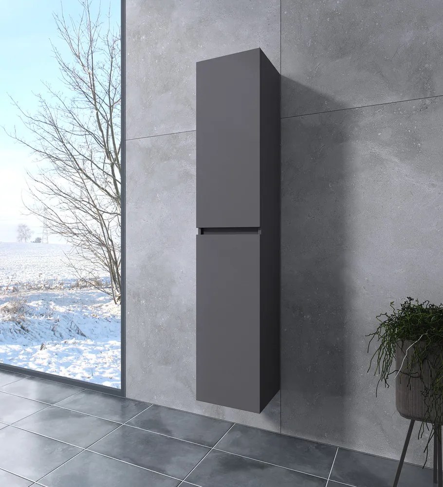 Burgundia || Gri antracit mat, dulap de baie