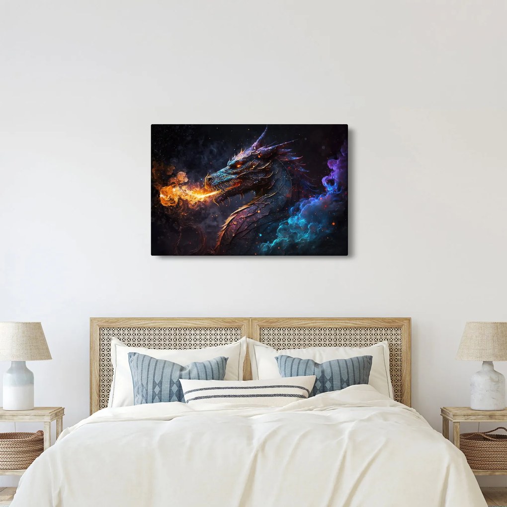 Tablou - Dragon scuipând flăcări (90x60 cm)