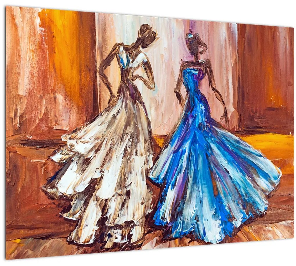 Tablou pe sticlă - Dansatoare, pictură în ulei (70x50 cm)