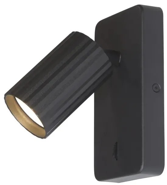 Aplica cu spot din aluminiu canelat Anna Reader negru