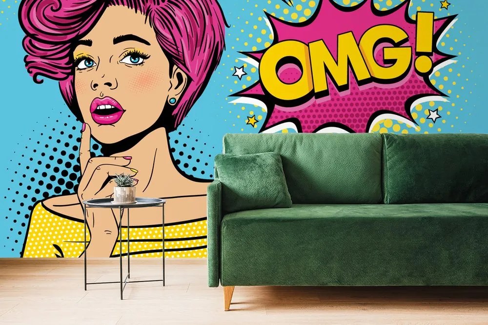 Tapet autoadeziv doamne în stil pop art - OMG!