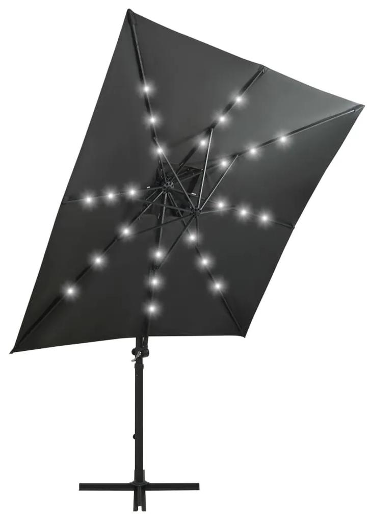 Umbrela suspendata cu stalp si LED-uri, antracit, 250 cm Antracit, 250 cm