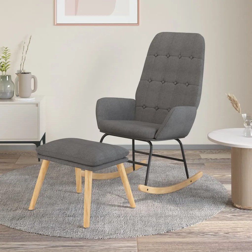 vidaXL Scaun balansoar cu taburet, gri deschis, textil