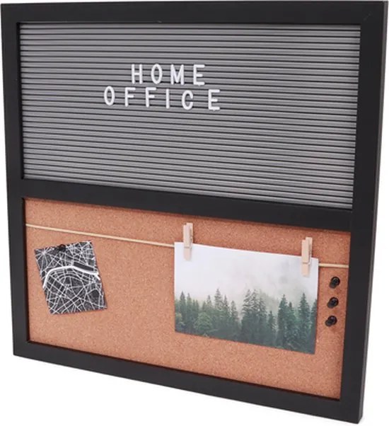 Panou HOME OFFICE din pluta cu litere 40x40 cm, negru