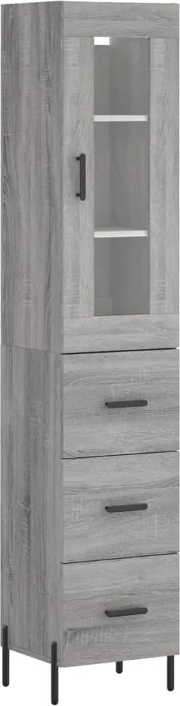 vidaXL Dulap înalt, gri sonoma, 34,5x34x180 cm, lemn prelucrat