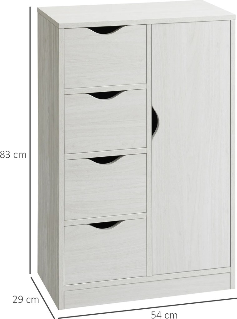 HOMCOM Mobilier Dulap Baie cu 4 Sertare si 2 Niveluri, Modern si Practic pentru Baie, Alb | Aosom Romania