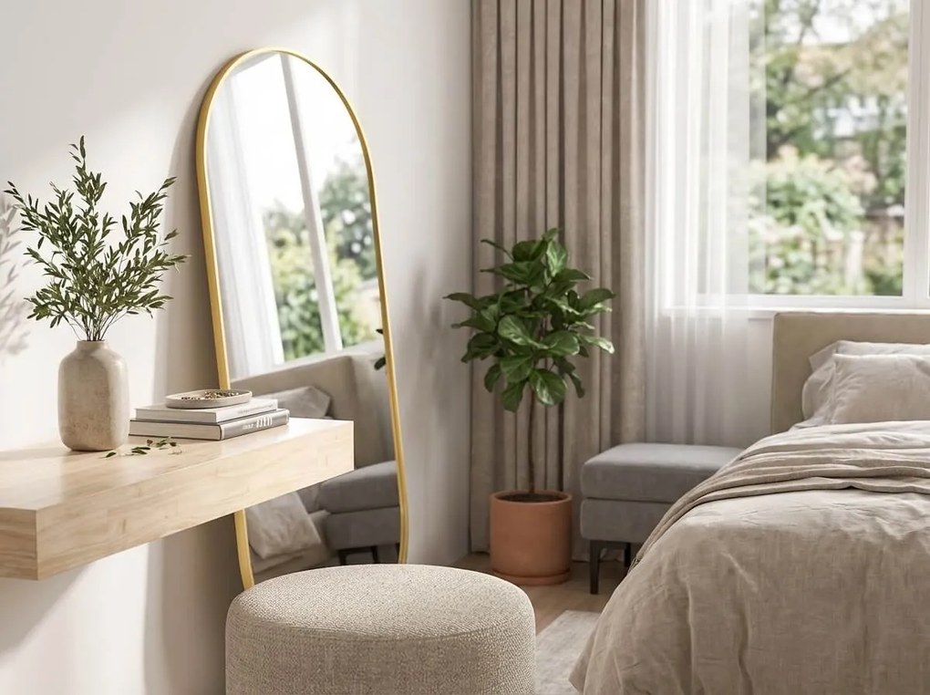 Oglinda ovala de perete OLVANI 100x50 cm cu rama aurie