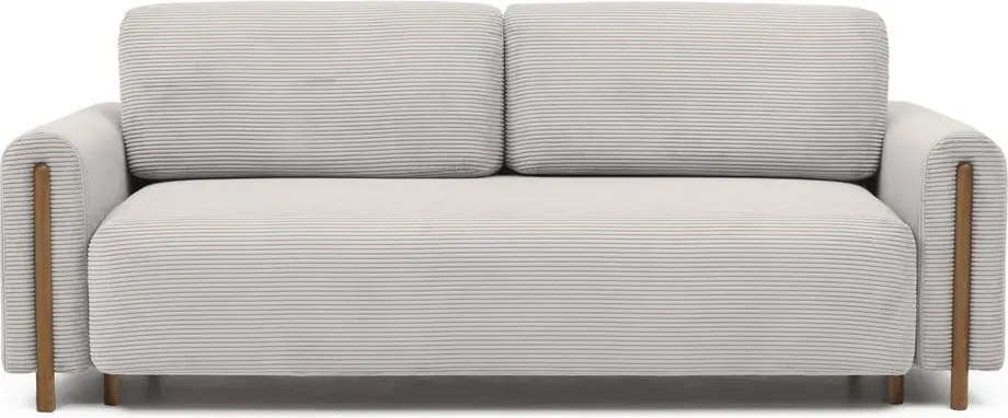 Canapea bej extensibilă/cu spațiu de depozitare cu tapițerie din catifea reiată 244 cm Arcadova – ELTAP