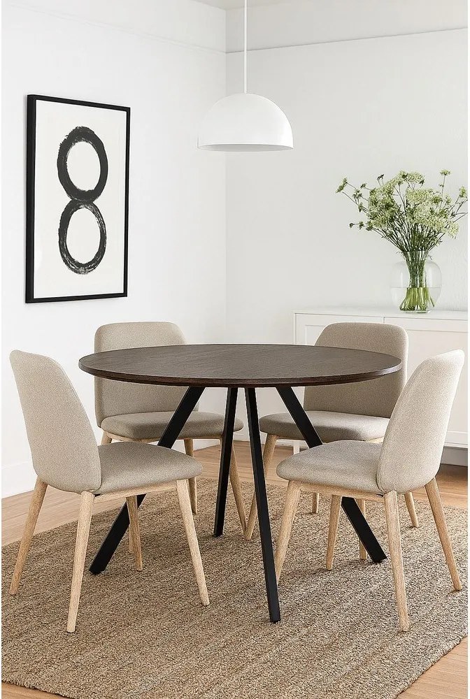 Masă de dining rotundă cu aspect de lemn de nuc ø 120 cm Rivo – Bonami Essentials