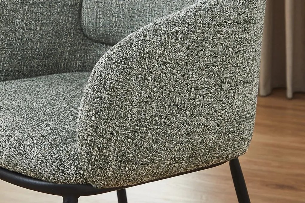 Scaun cu cotiere FLORENZ, material textil verde inchis