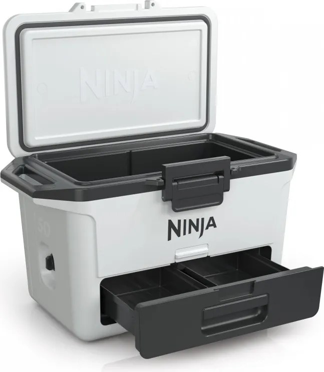 Lada frigorifica Ninja FrostVault FB151EUWH, 47 l, Pasiva, 80 doze, Pastreaza gheata pana la 6 zile, Compartiment uscat, Alba