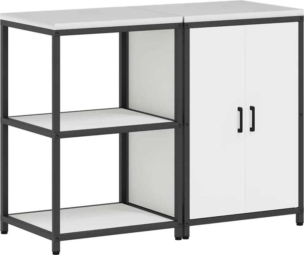 vidaXL Set de depozitare pentru bucătărie cu raft cu ușă 2 pcs Alb